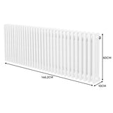 Traditionele 3 Kolom Radiator - 600 x 1462mm - Wit