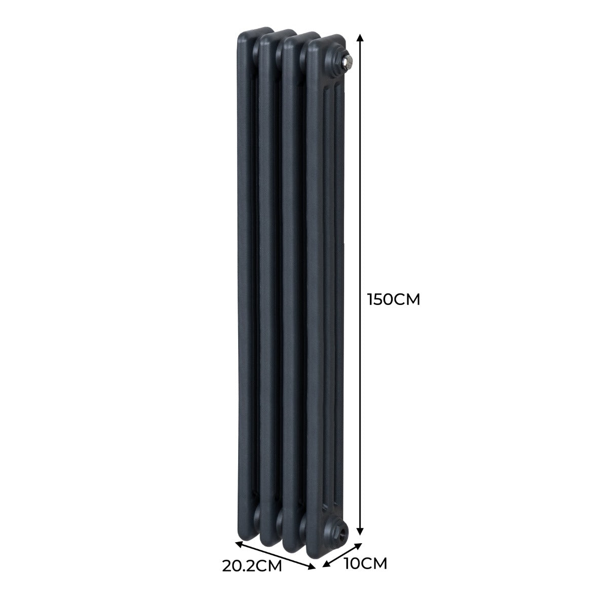 Traditionele 3 Kolom Verticaal Radiator - 1500 x 202mm - Grijs