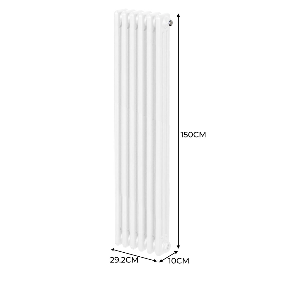 Traditionele 3 Kolom Verticaal Radiator - 1500 x 292mm - Wit