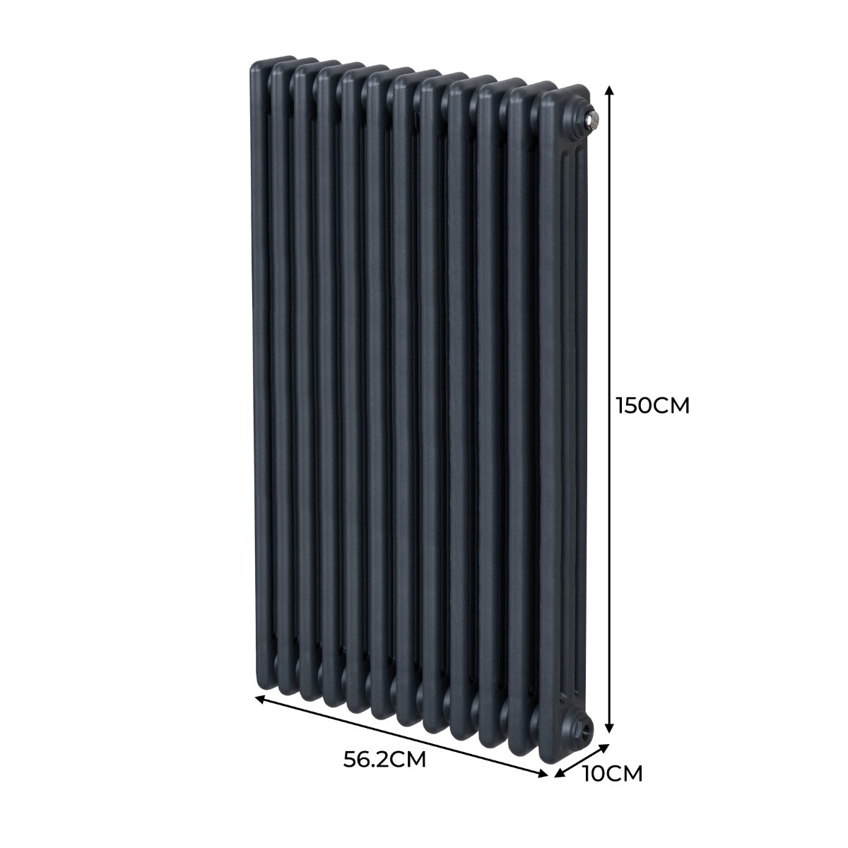 Traditionele 3 Kolom Verticaal Radiator - 1500 x 562mm - Grijs