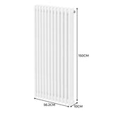 Traditionele 3 Kolom Verticaal Radiator - 1500 x 562mm - Wit