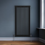 Traditionele 3 Kolom Verticaal Radiator - 1500 x 562mm - Zwart