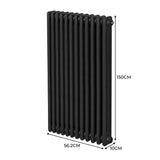 Traditionele 3 Kolom Verticaal Radiator - 1500 x 562mm - Zwart