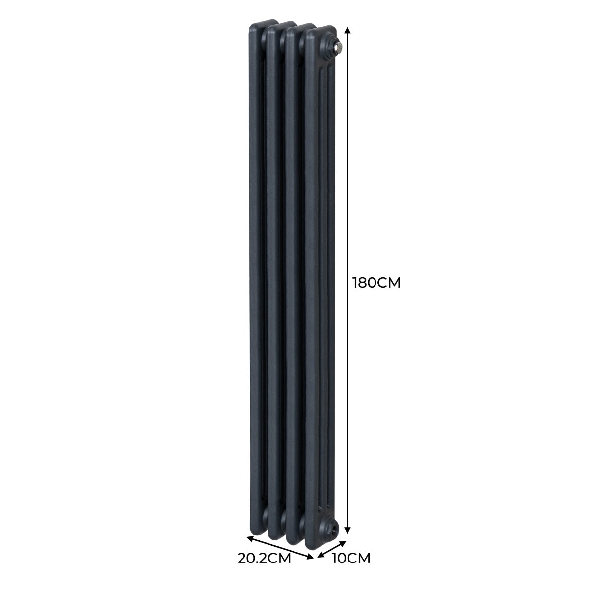 Traditionele 3 Kolom Verticaal Radiator - 1800 x 202mm - Grijs