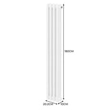 Traditionele 3 Kolom Verticaal Radiator - 1800 x 202mm - Wit