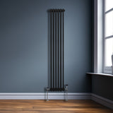 Traditionele 3 Kolom Verticaal Radiator - 1800 x 292mm - Zwart