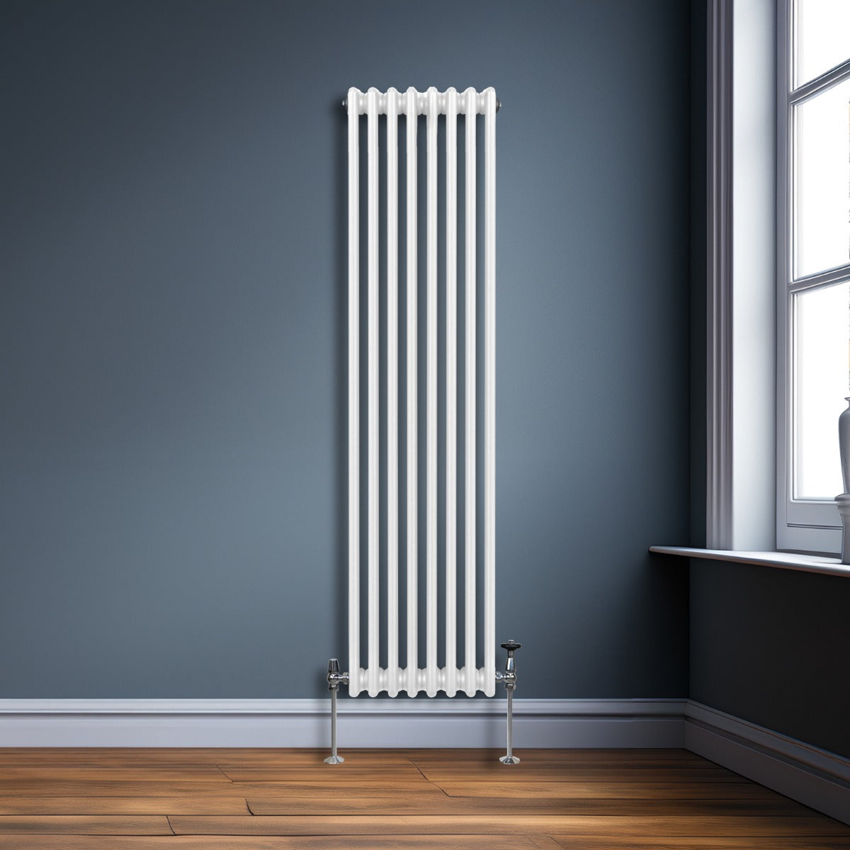 Traditionele 3 Kolom Verticaal Radiator - 1800 x 382mm - Wit