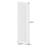 Traditionele 3 Kolom Verticaal Radiator - 1800 x 382mm - Wit