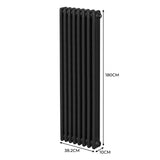 Traditionele 3 Kolom Verticaal Radiator - 1800 x 382mm - Zwart