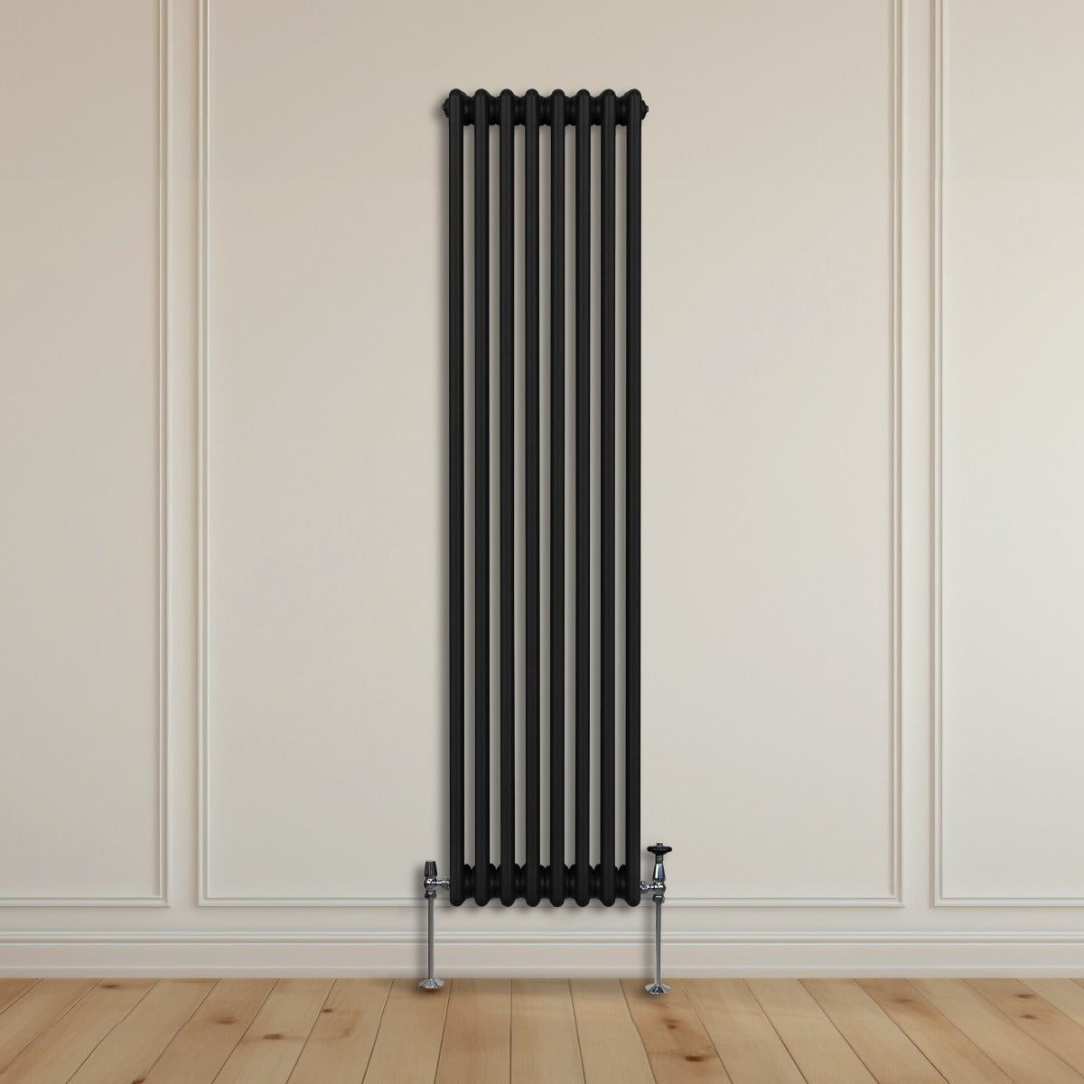 Traditionele 3 Kolom Verticaal Radiator - 1800 x 382mm - Zwart