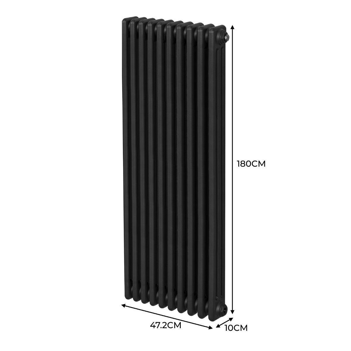 Traditionele 3-kolomsradiator - 1800 x 472 mm - Zwart