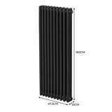 Traditionele 3-kolomsradiator - 1800 x 472 mm - Zwart