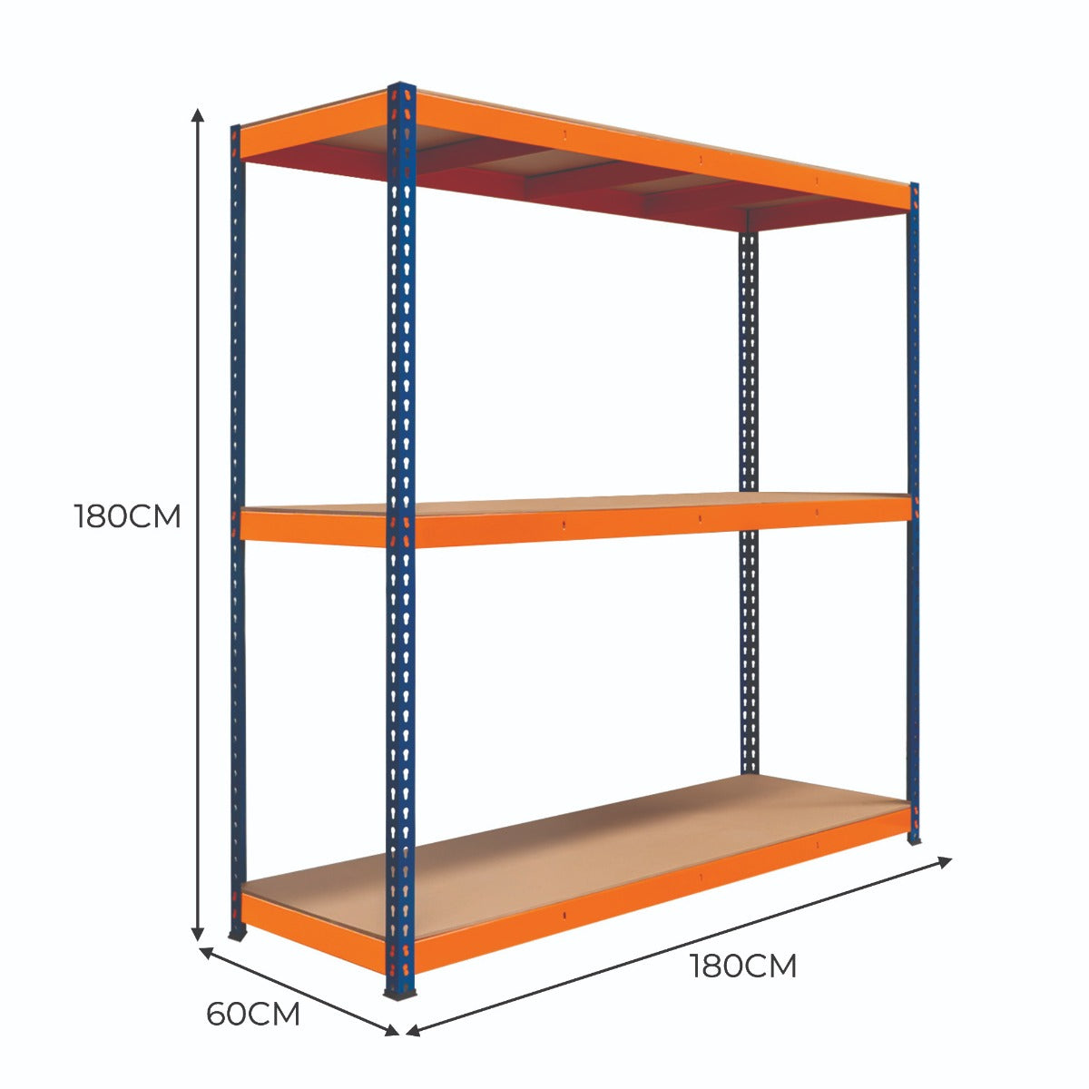 S-Rax 3 Planken Stelling - 180cm x 180cm x 60cm