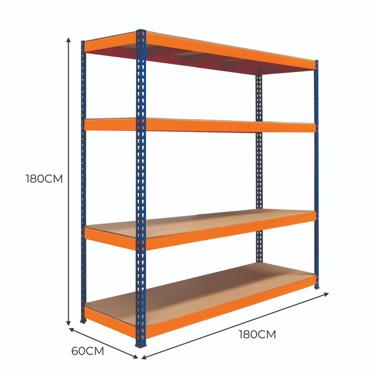 S-Rax 4 Planken Stelling - 180cm x 180cm x 60cm