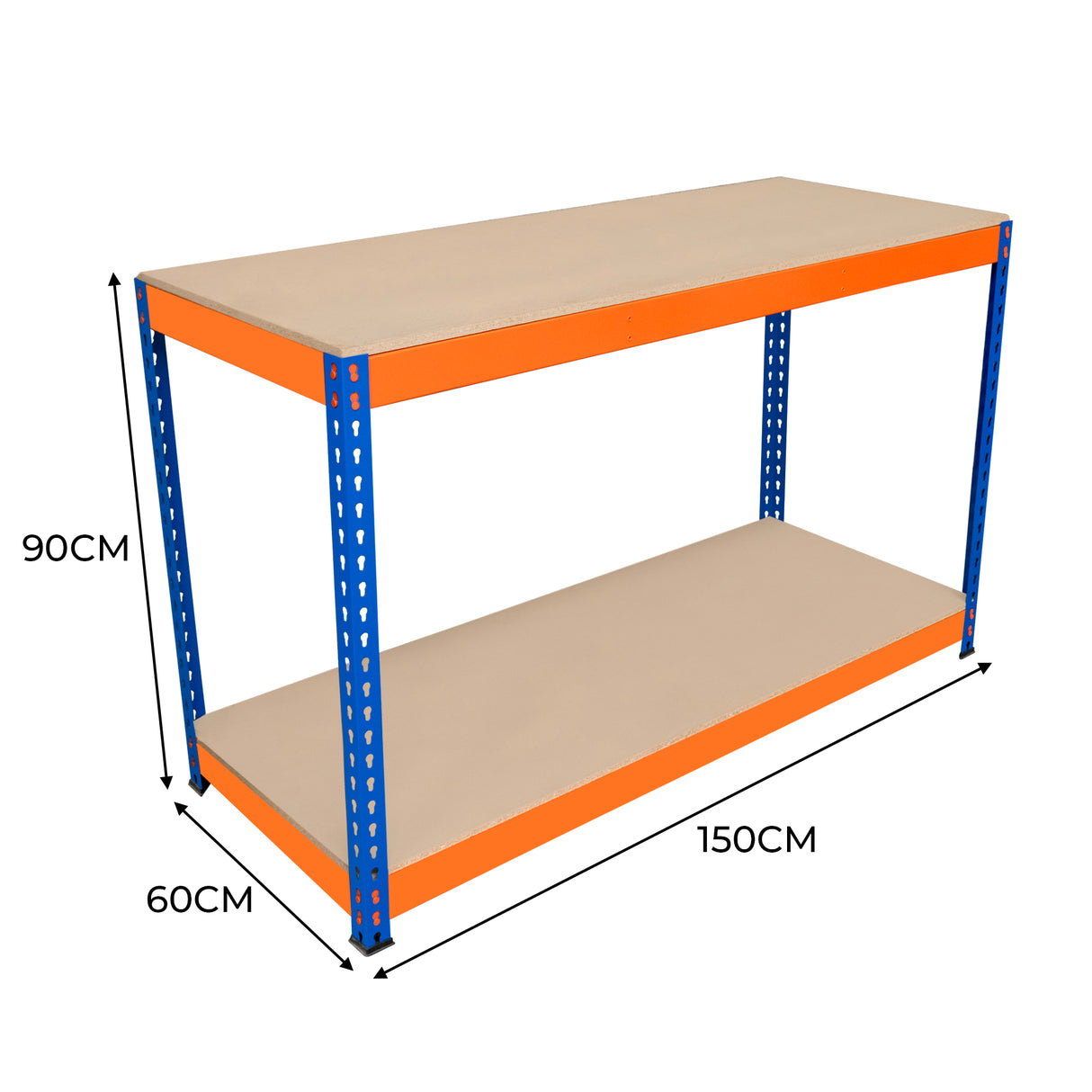 Werkbank met 2 Legplanken S-Rax - 150cm x 60cm x 90cm