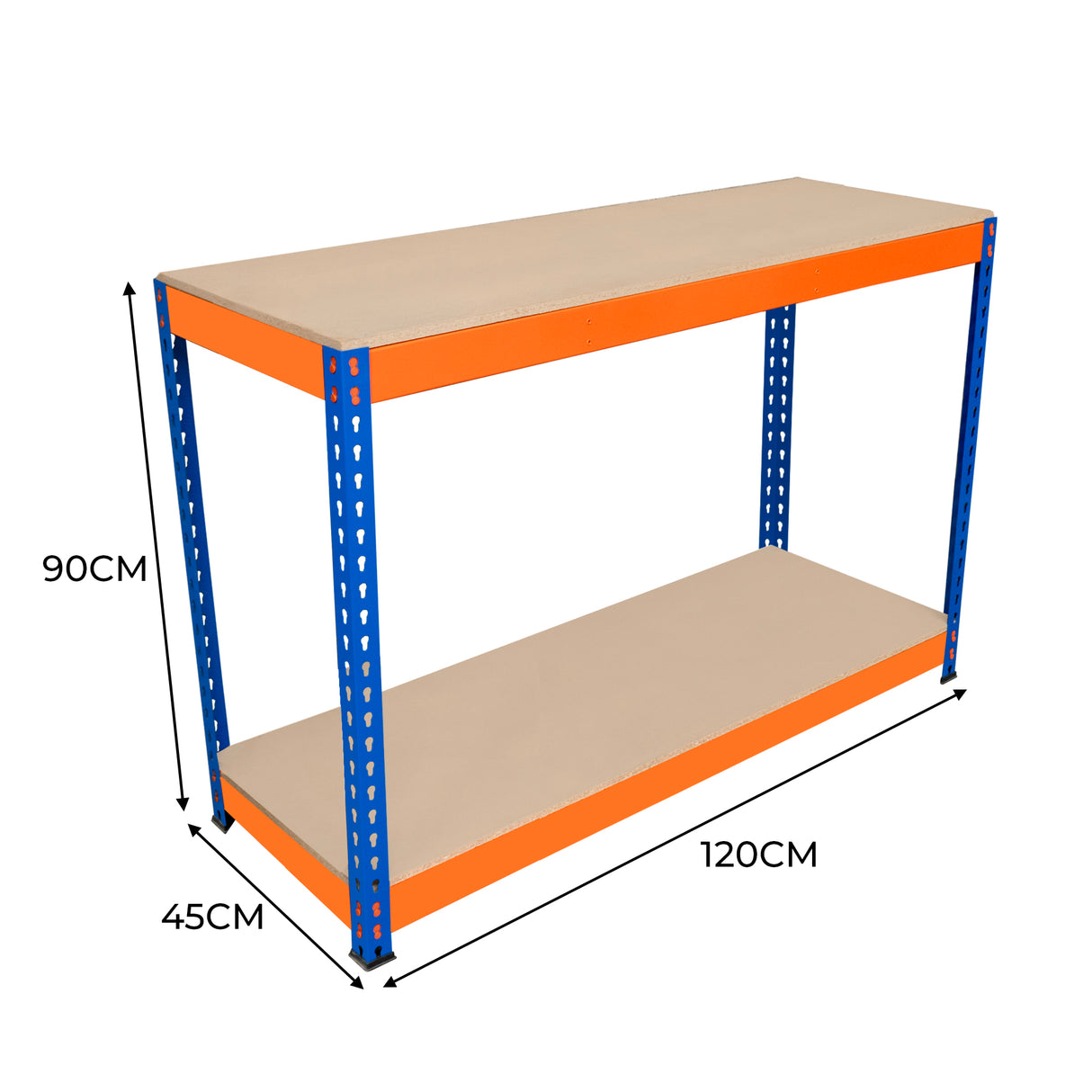 Werkbank met 2 Planken S-Rax - 120cm x 45cm x 90cm