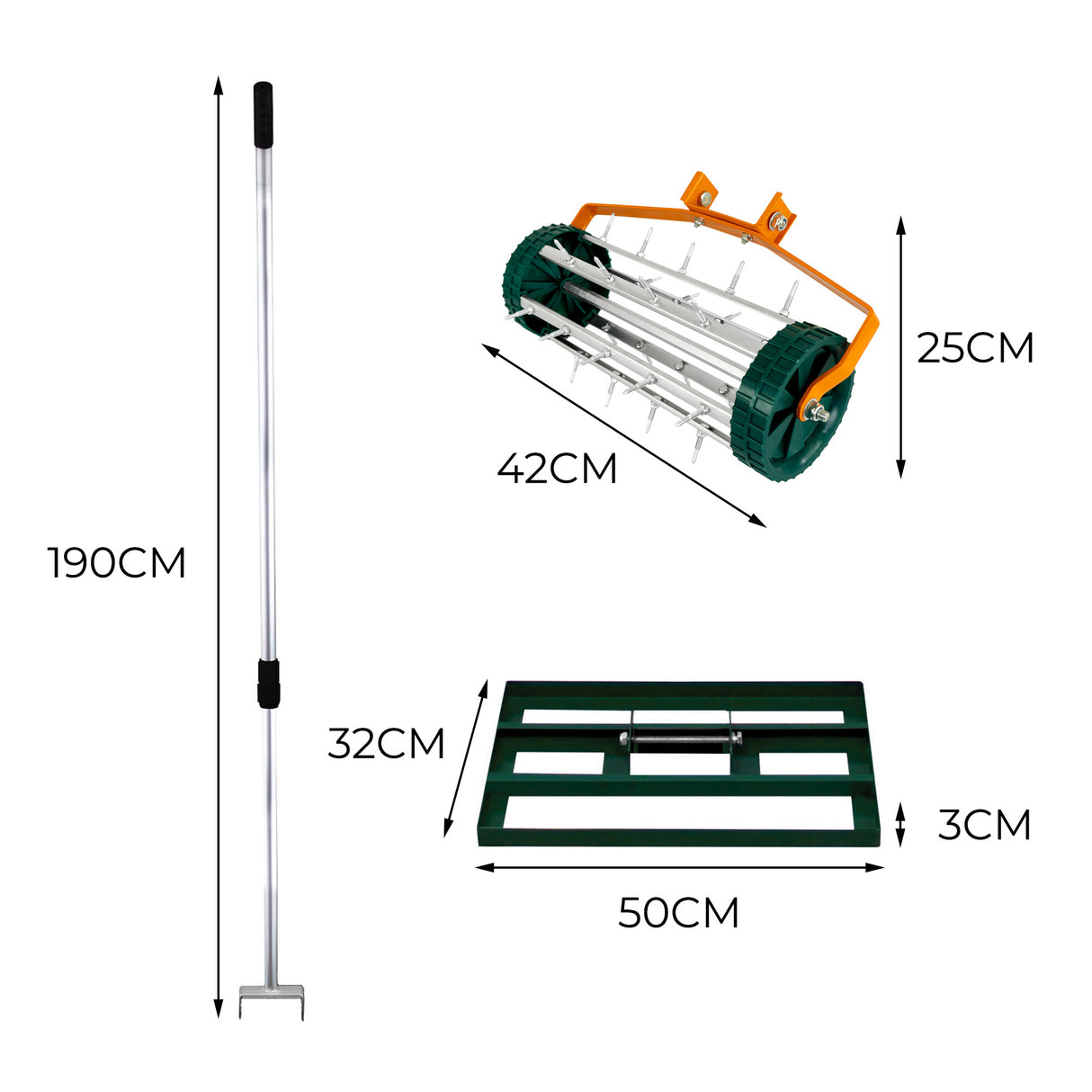 2-in-1 Verticuteer- en Gazonvlakker Set van 50 cm - Groen