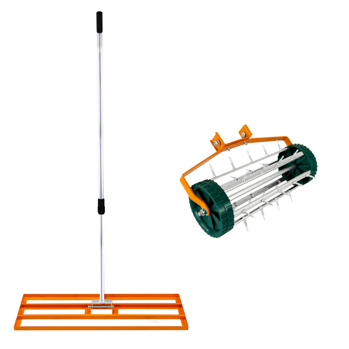 2-in-1 Verticuteer- en Gazonvlakker Set van 100 cm - Oranje