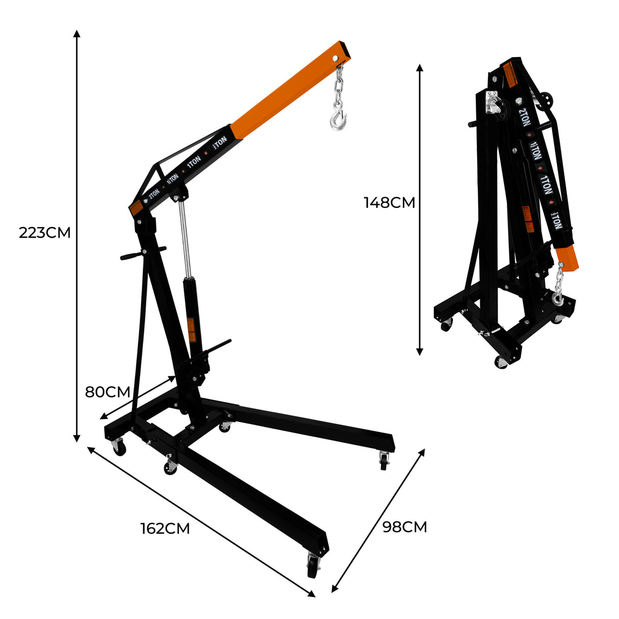 Hydraulische Motorhefkraan - 2 Ton