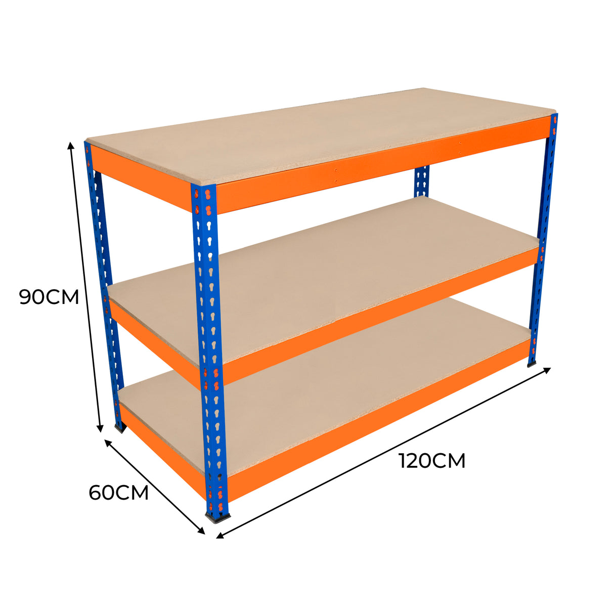 Werkbank met 3 Planken S-Rax - 120 cm x 60 cm x 90 cm