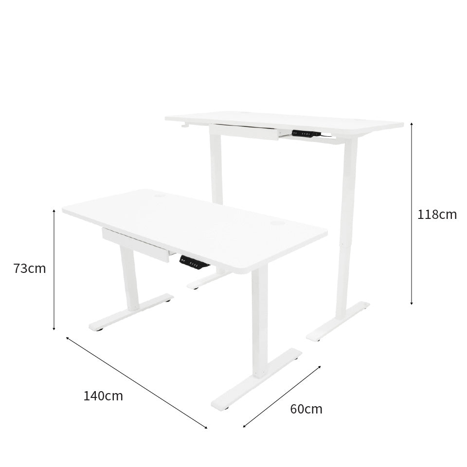 Elektrisch Zit-Sta Bureau met Lade – 140 cm x 60 cm