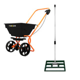 Roterende Strooiwagen & 50 cm Gazon Leveling Hark – Groen