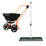 Roterende Strooiwagen & 100 cm Gazon Leveling Hark – Groen