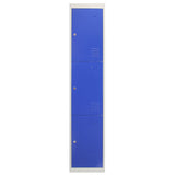 3 x Lockerkast Metaal - Blauw - driedeurs - Flatpack