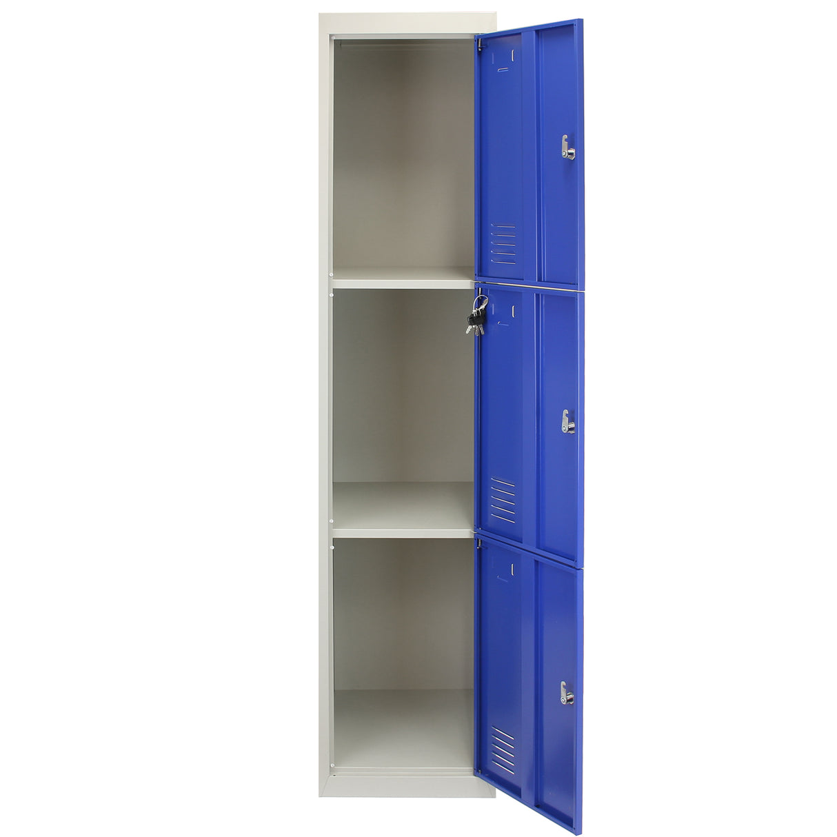 3 x Lockerkast Metaal - Blauw - driedeurs - Flatpack