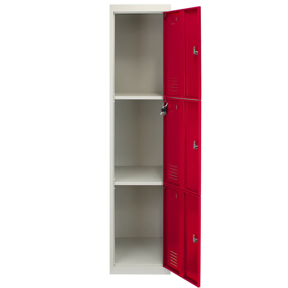 Lockerkast Metaal - Rood Driedeurs - Flatpack