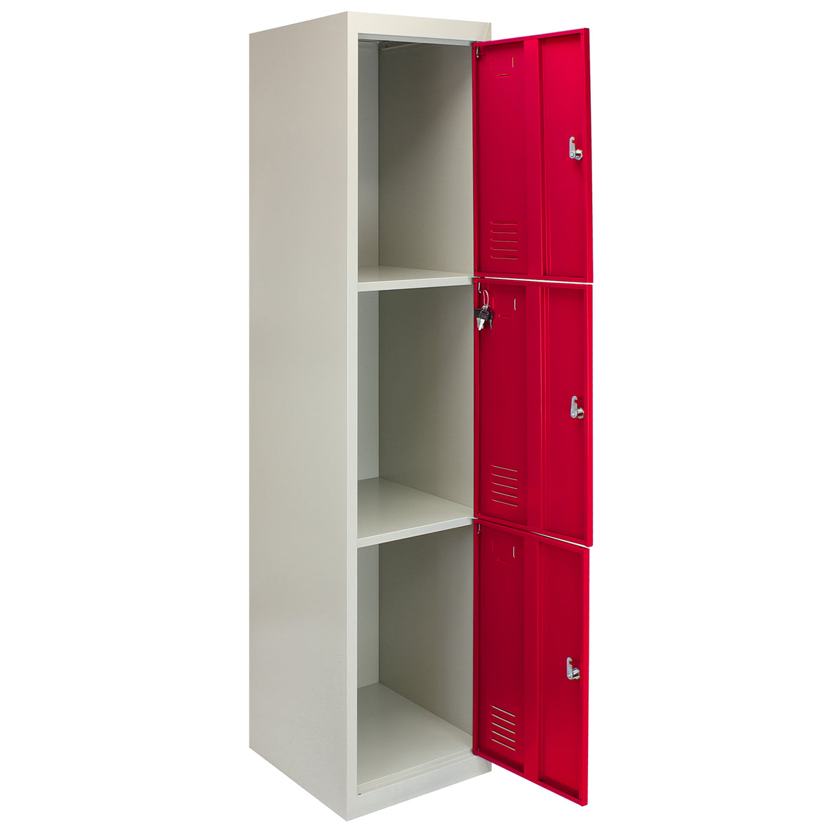 Lockerkast Metaal - Rood Driedeurs - Flatpack