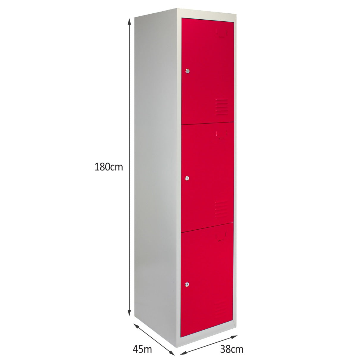 Lockerkast Metaal - Rood Driedeurs - Flatpack