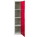 3 x Lockerkast Metaal - Rood - Vierdeurs