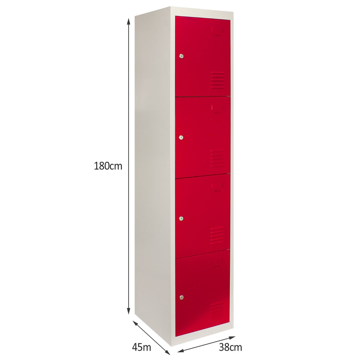 3 x Lockerkast Metaal - Rood - Vierdeurs