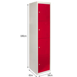 3 x Lockerkast Metaal - Rood - Vierdeurs