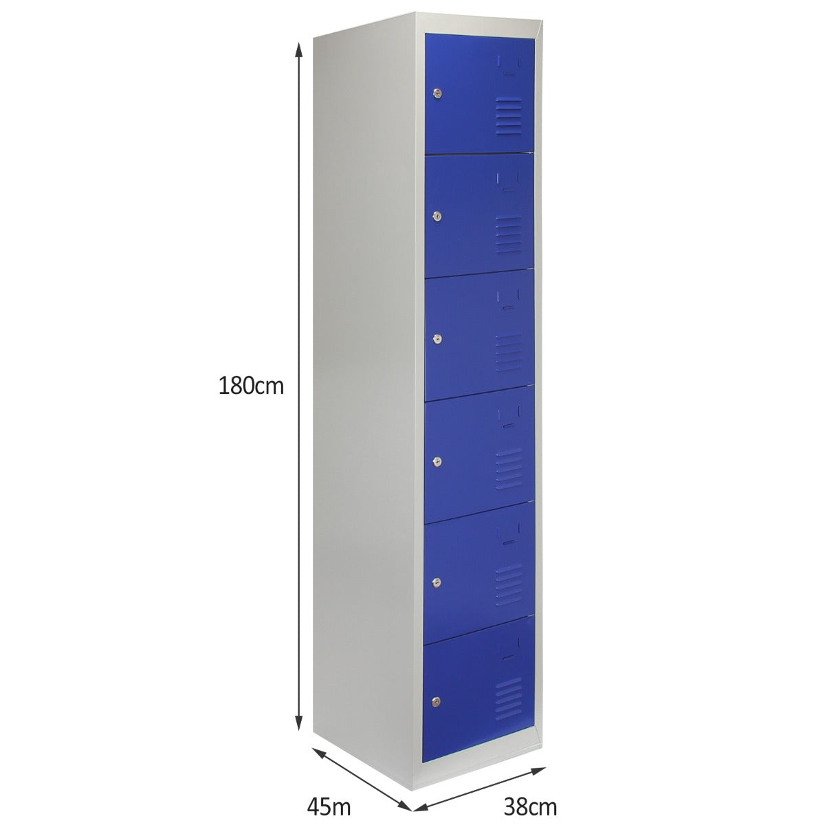 3 x Lockerkast Metaal - Blauw - Zesdeurs - Flatpack