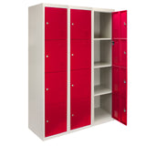 3 x Lockerkast Metaal - Rood - Vierdeurs