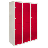 3 x Lockerkast Metaal - Rood - Vierdeurs