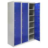 3 x Lockerkast Metaal - Blauw - Zesdeurs - Flatpack