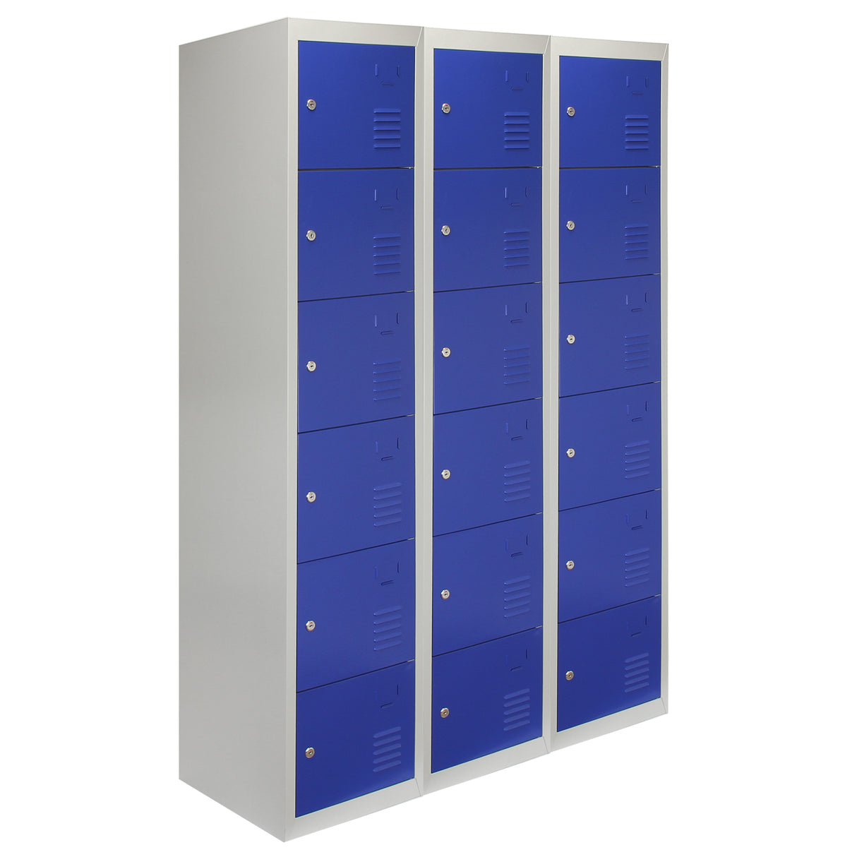 3 x Lockerkast Metaal - Blauw - Zesdeurs - Flatpack