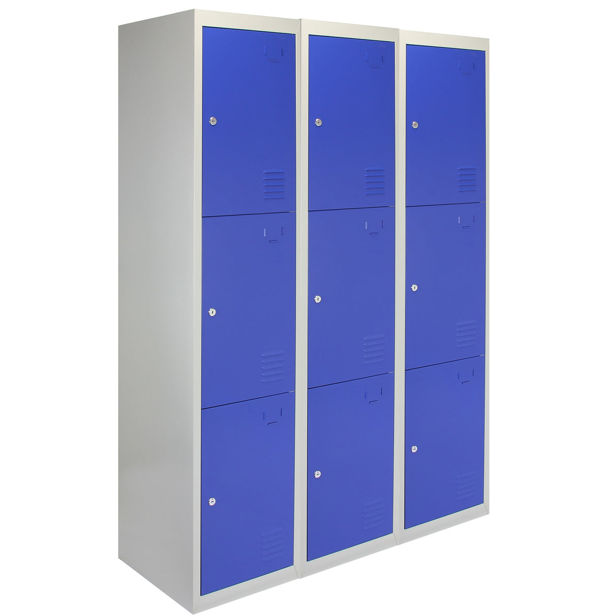 3 x Lockerkast Metaal - Blauw - driedeurs - Flatpack