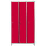 Lockerkast Metaal - Rood - Driedeurs - Flatpack