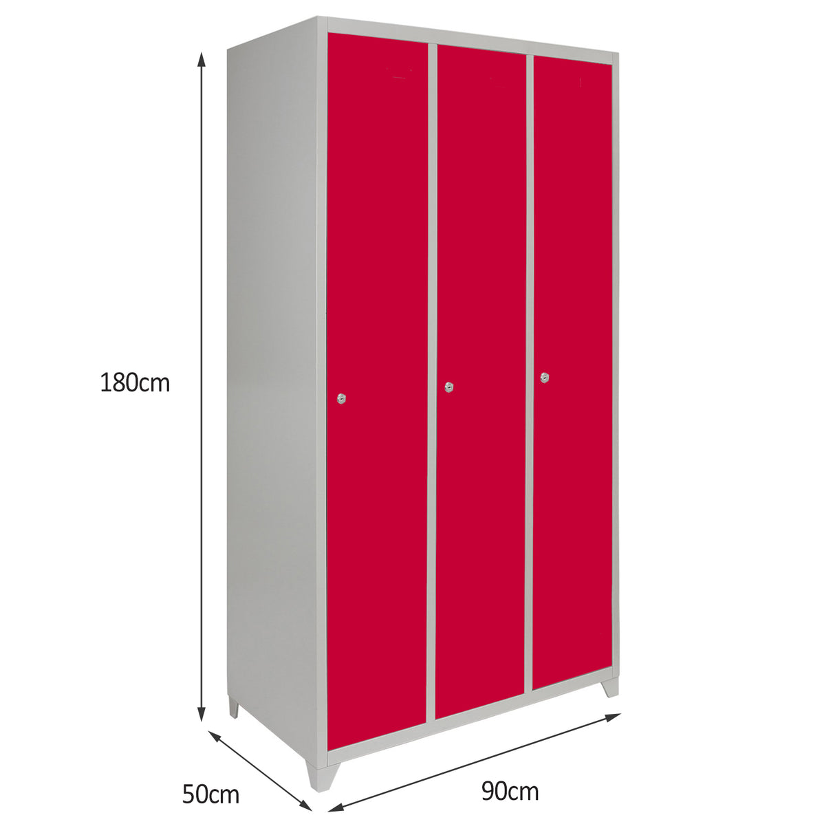 Lockerkast Metaal - Rood - Driedeurs - Flatpack