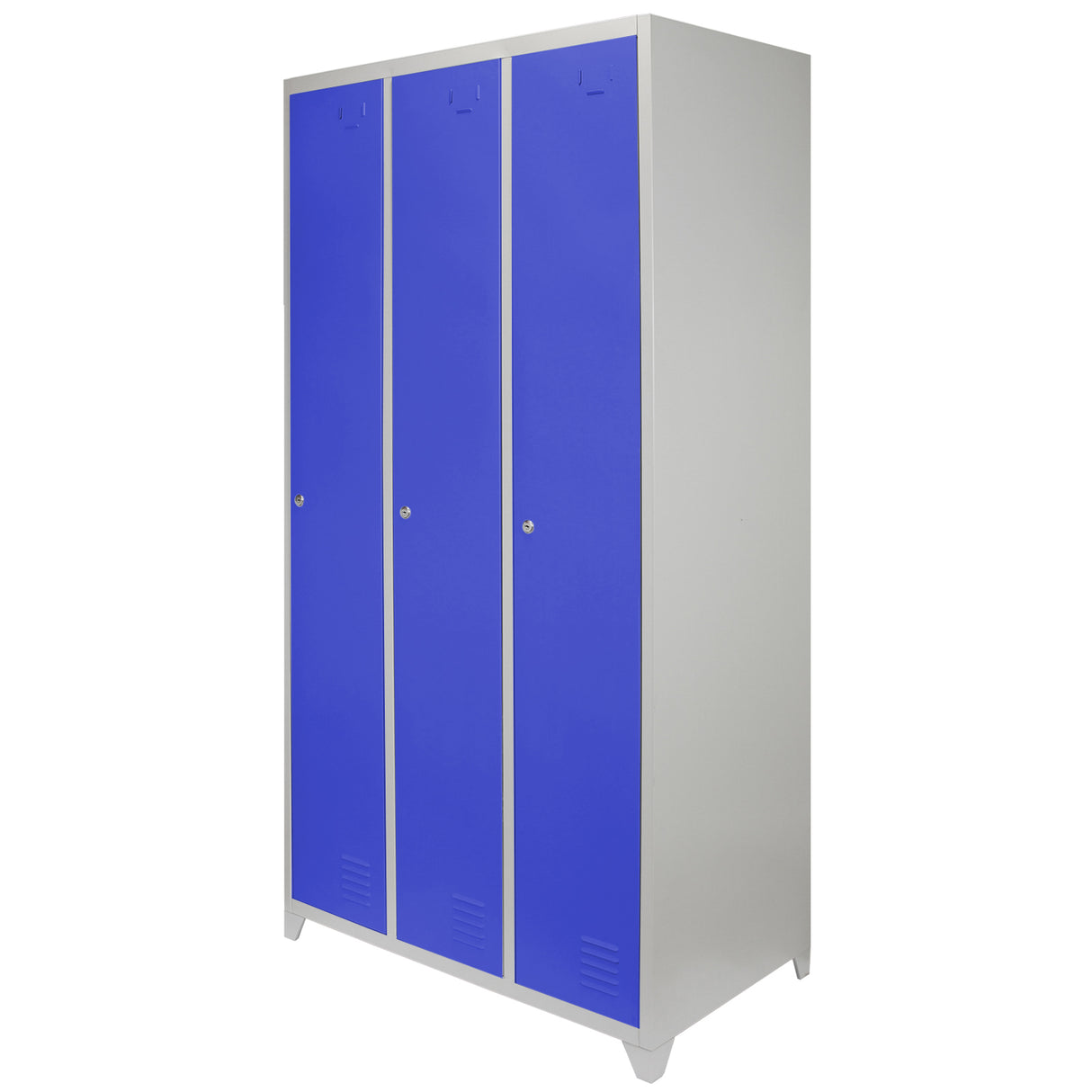 Lockerkast Metaal - Blauw - Driedeurs - Flatpack