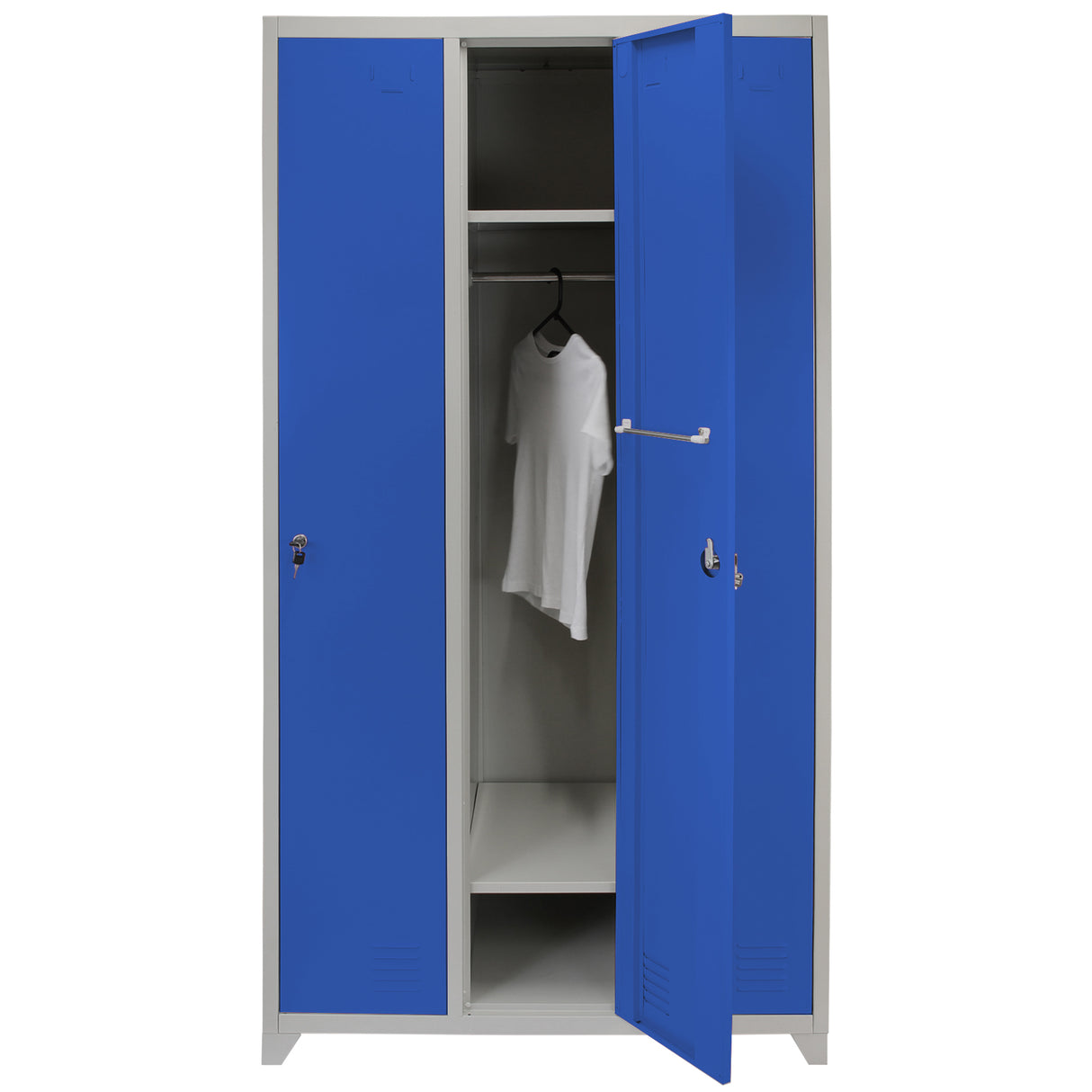 Lockerkast Metaal - Blauw - Driedeurs - Flatpack