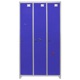 Lockerkast Metaal - Blauw - Driedeurs - Flatpack