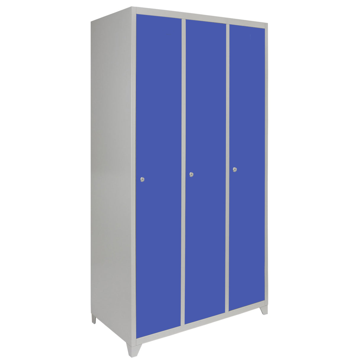 Lockerkast Metaal - Blauw - Driedeurs - Flatpack