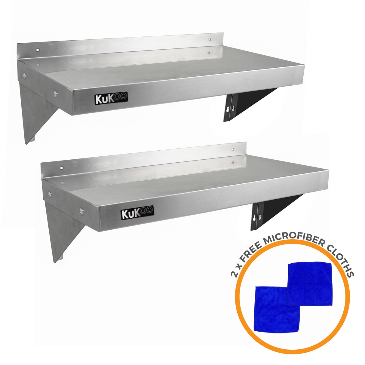 2x KuKoo Wandschap RVS - 90cm x 30cm