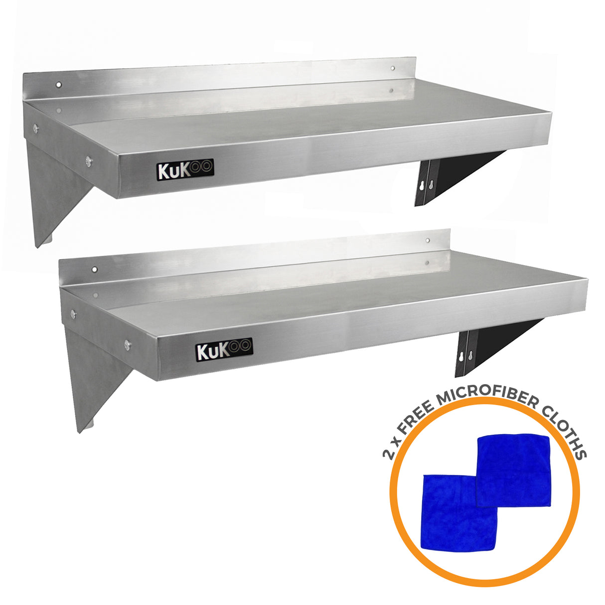 2x KuKoo Wandschap RVS - 100cm x 30cm