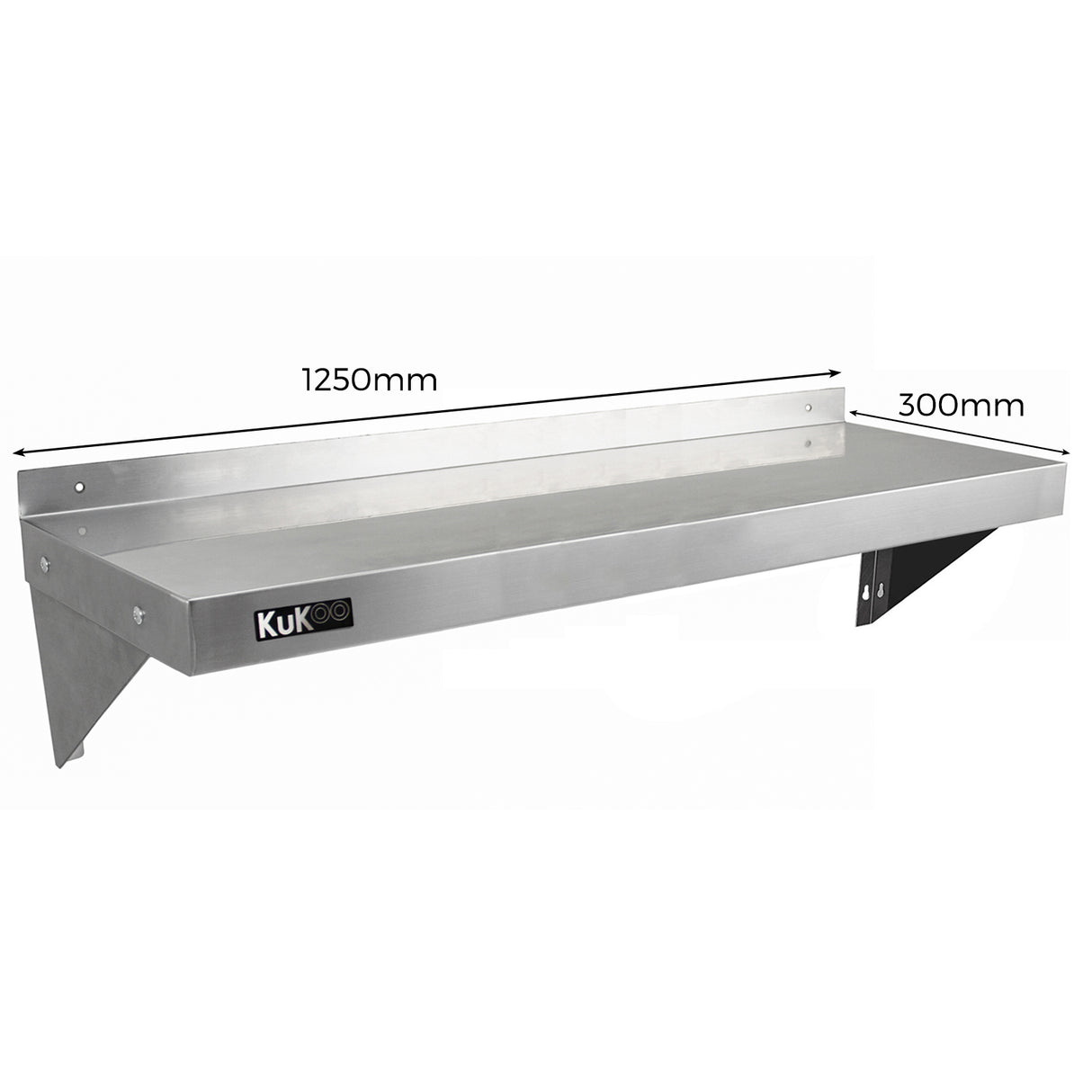 2x KuKoo Wandschap RVS - 125cm x 30cm